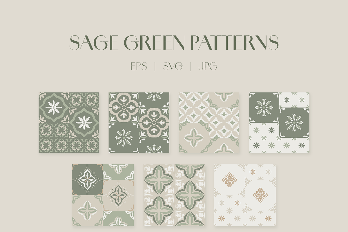 Sage Green Tiles Collection, a Decorative Illustration by Liliia Polos Illustration (Photo 4 of 8)