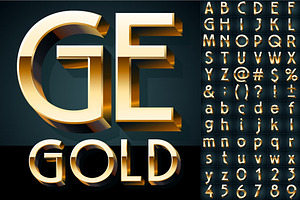 Golden vector 3D alphabet.