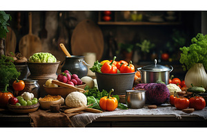 recipe kitchen food background ai, a Food & Drink Photo by pikepicture
