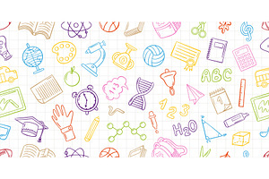 School doodle seamless pattern, an Education Illustration by Valerie Bodnar