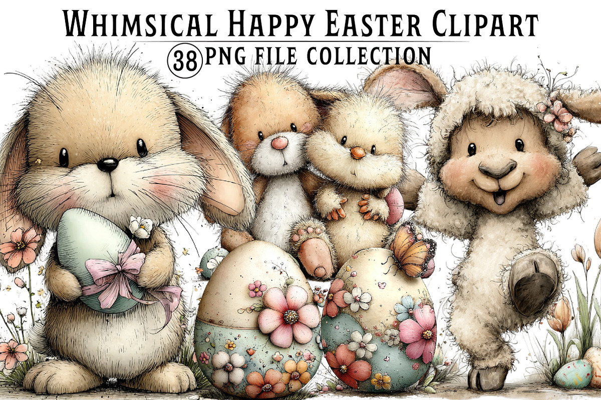 Whimsical Easter Clipart Bundle, an Illustration by Dream Creation (Photo 1 of 4)