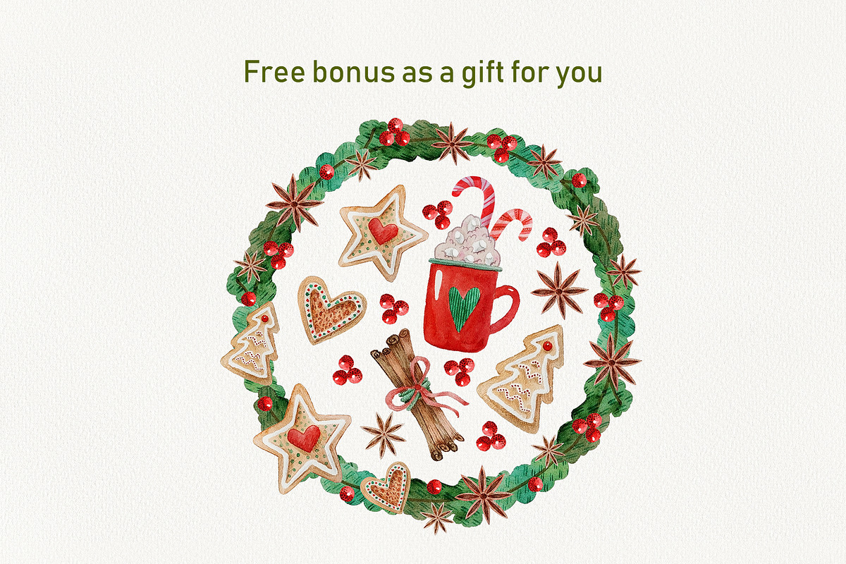 Watercolor Christmas pattern set, a Pattern Graphic by Dina Guiter (Photo 7 of 7)