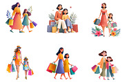 Shopping with Mom Mothers Day, an Illustration by Designking (Thumbnail 2 of 5)