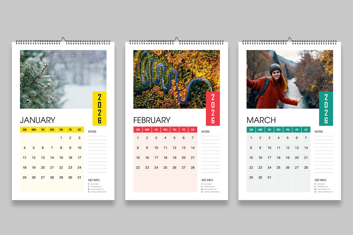 Colorful 2026 Wall Calendar Template, a Stationery Template by ContestDesign (Photo 2 of 5)
