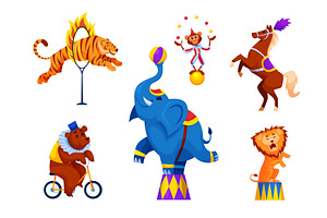 Cartoon circus animals. Carnival, an Animal Illustration by Stock-Smart-Start