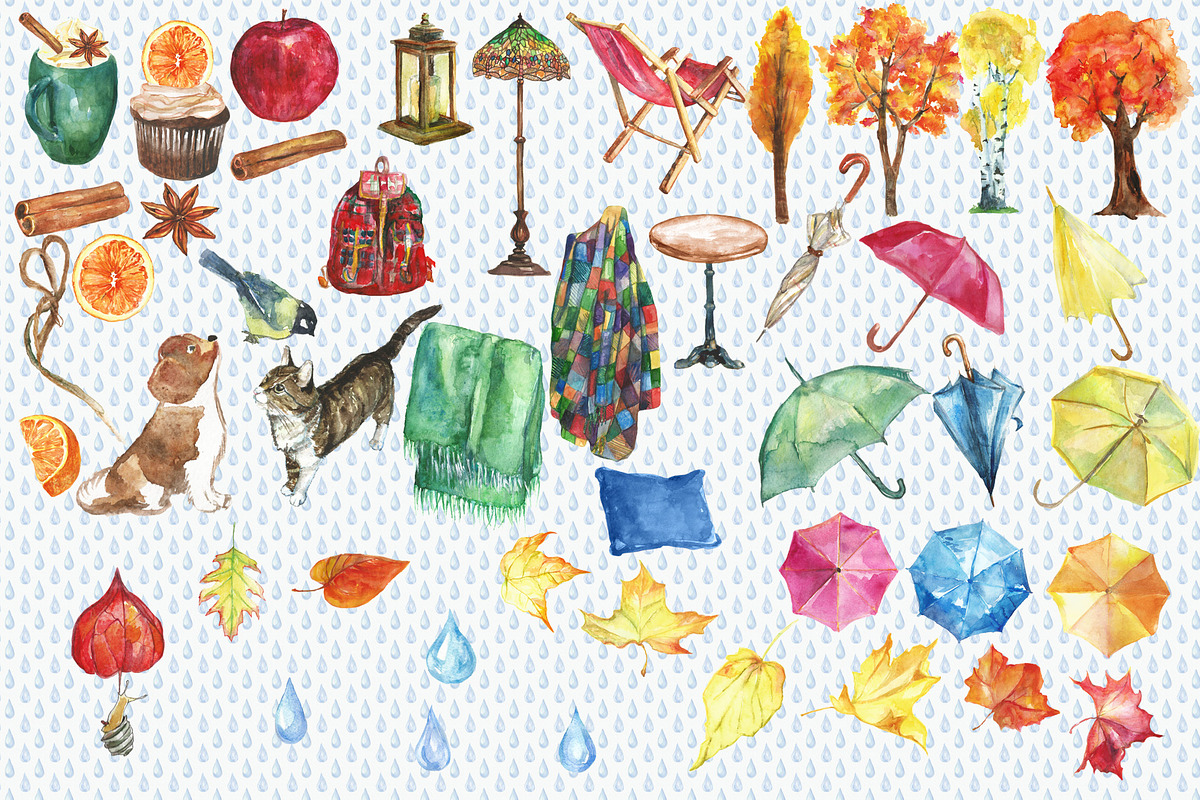 City in fall watercolor set, an Illustration by DollyPotterson (Photo 3 of 8)