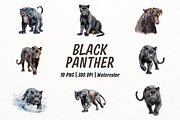 Elegant Black Panther Watercolor Set, an Illustration by New-School-Wave (Thumbnail 1 of 5)