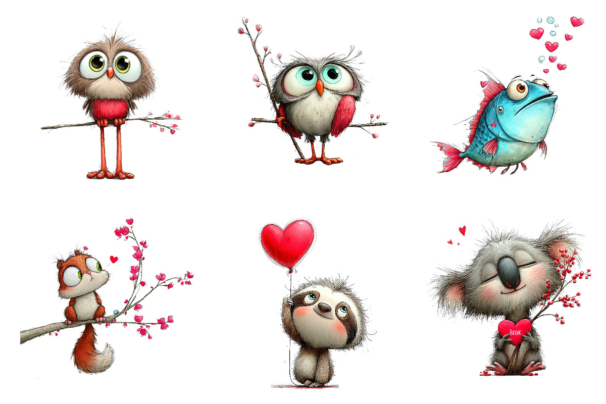 Valentine Animal Clipart Bundle, an Illustration by CreationArt (Photo 3 of 7)