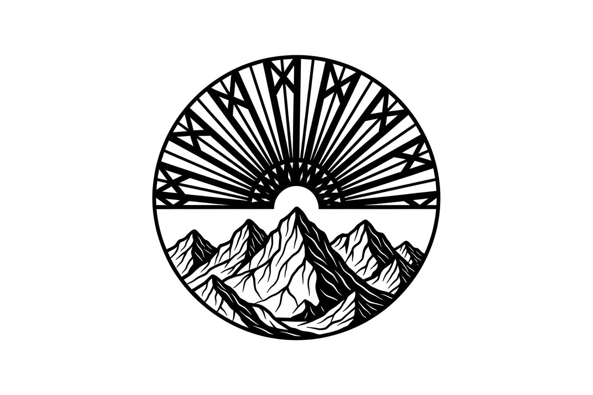 Mountain Sun Circle Design Bundle, an Illustration by Creativeshirt (Photo 17 of 31)
