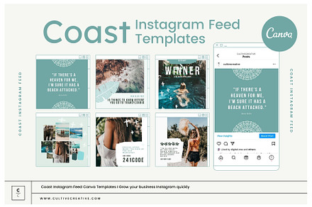 Coast Instagram Feed Canva Templates