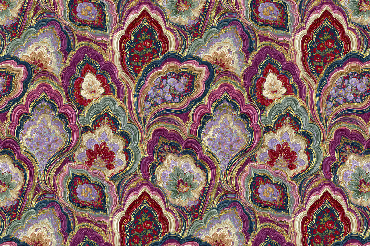 Royal Blossom Mosaic, a Pattern Graphic by saskaratype (Photo 3 of 3)
