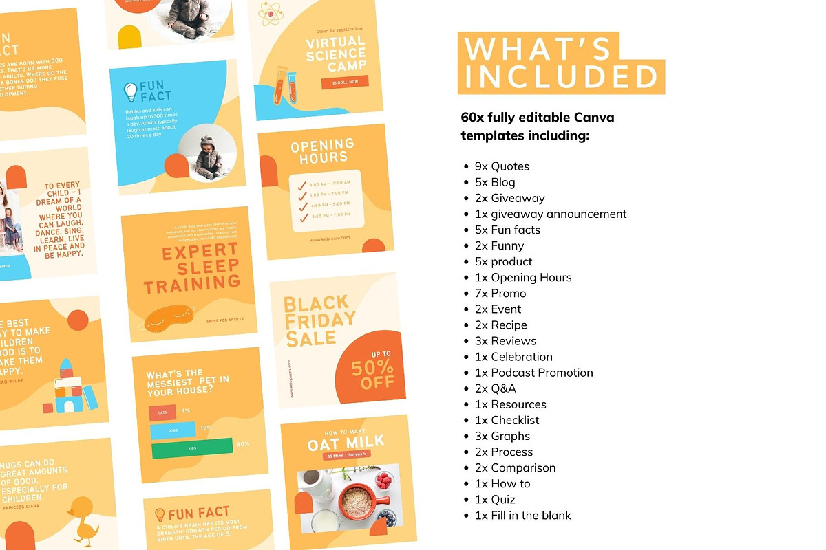 Kids Instagram Feed Canva Templates, a Social Media Template by Cultive Creative (Photo 2 of 7)