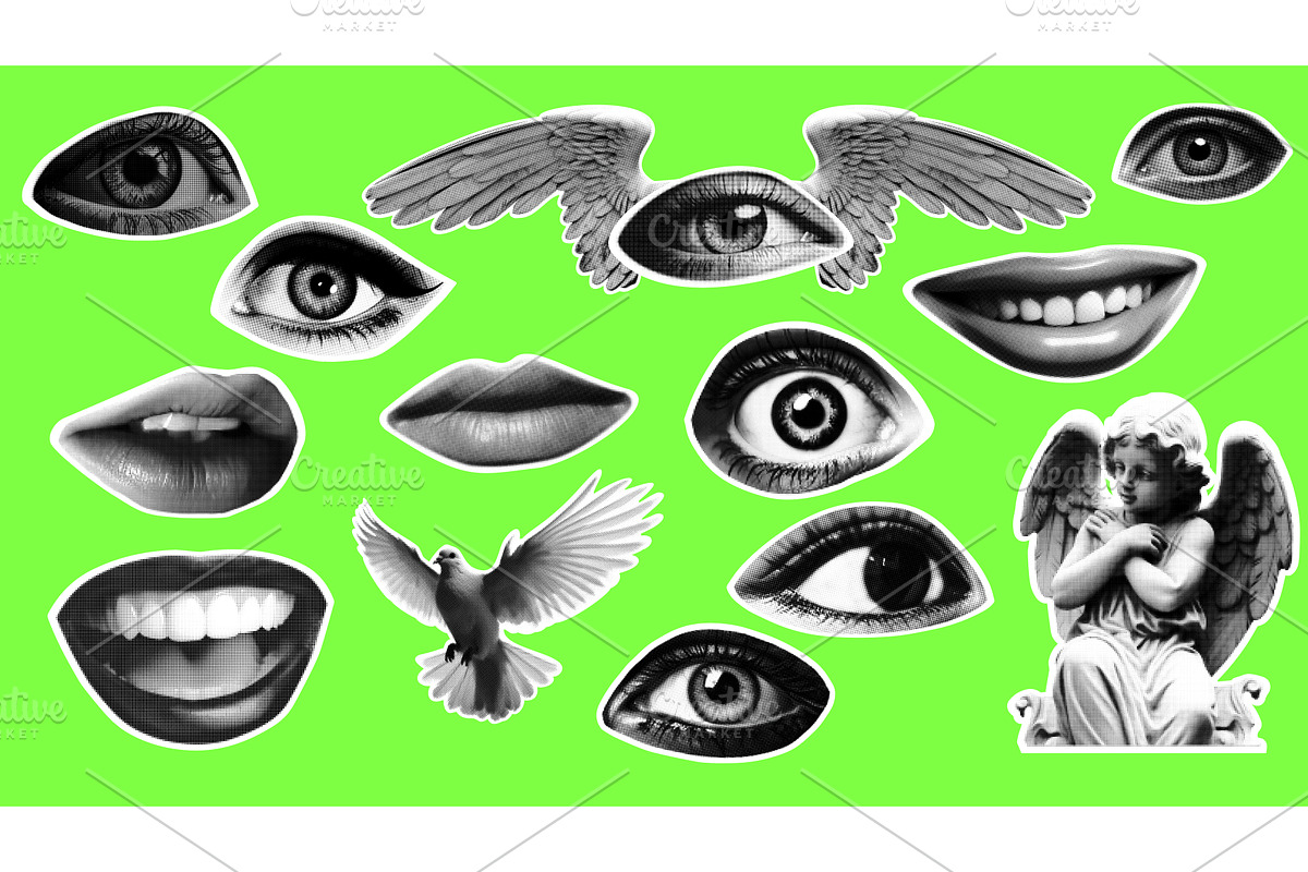 Woman lips and eyes as retro, an Illustration by Simple Patterns