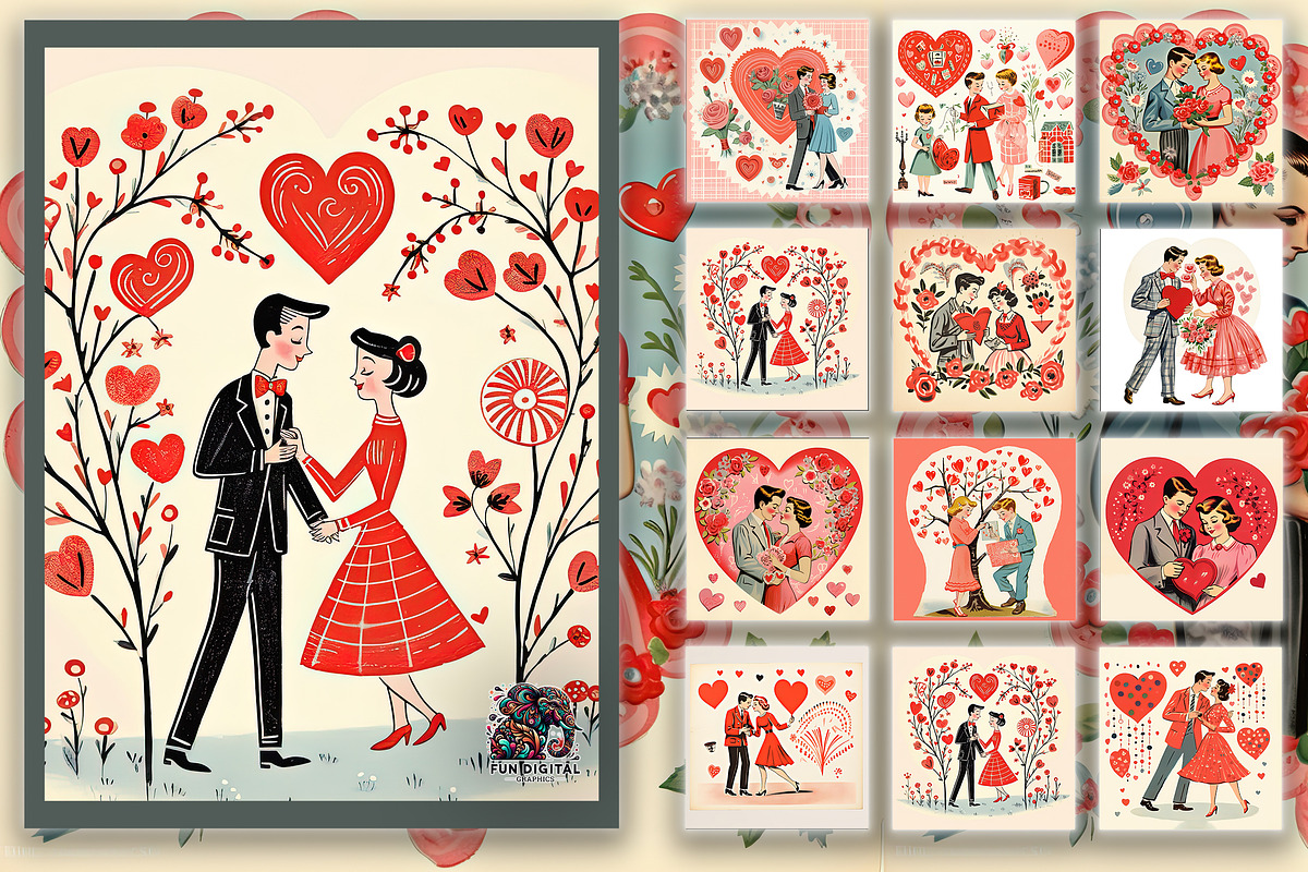 1960s Love Charm - Retro V-Day Art, an Illustration by Fun Digital (Photo 5 of 5)