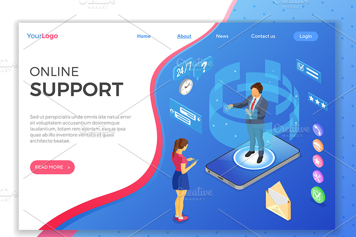 Isometric Online Customer Support, a Person Illustration by TAlex (Photo 2 of 6)