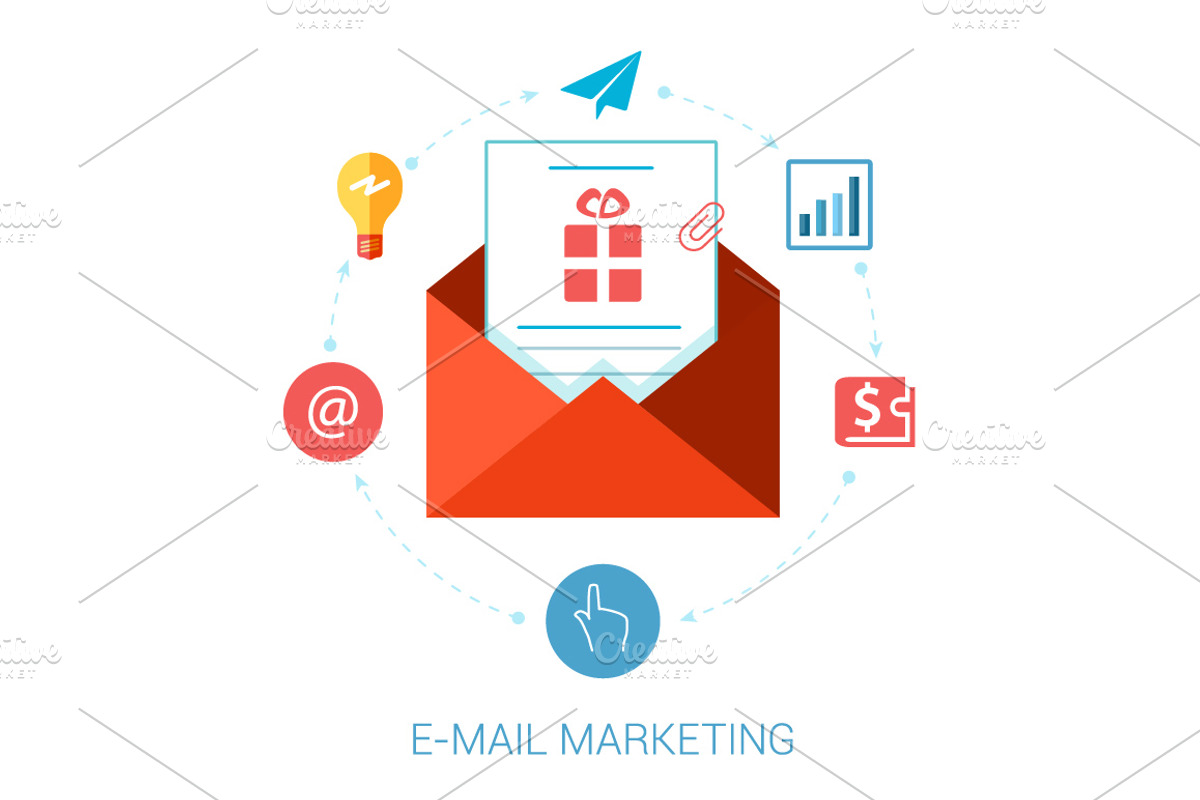 Flat design icons for e-mail.