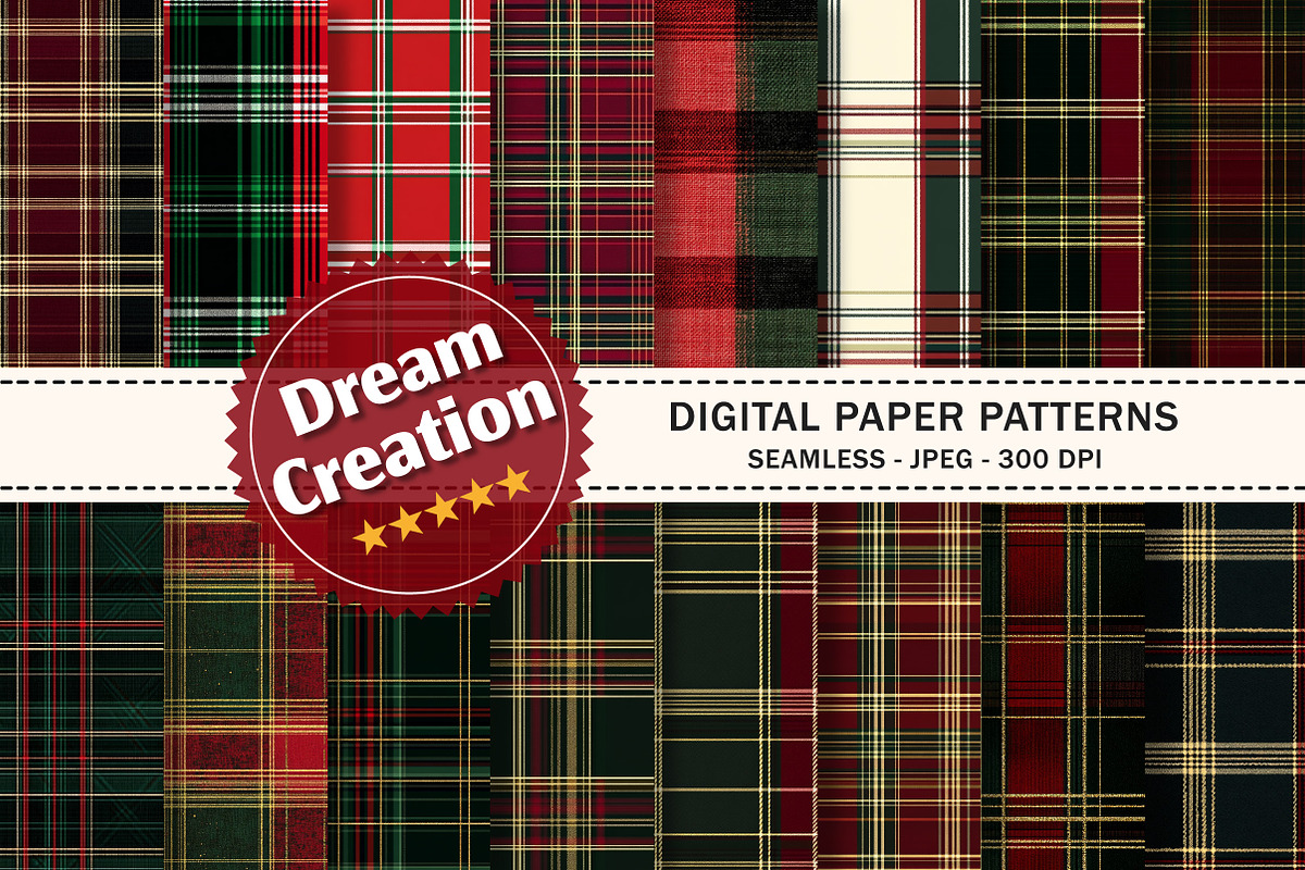 Christmas Plaid Digital Paper, a Pattern Graphic by Dream Creation (Photo 1 of 7)