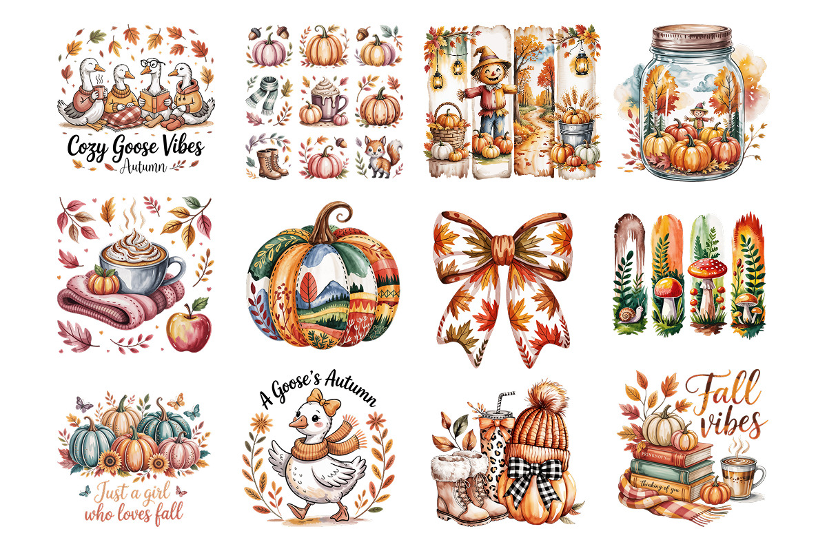 Cozy Fall Clipart & Seasonal Designs, a Seasonal Illustration by Whimsy Brush Studio (Photo 2 of 9)