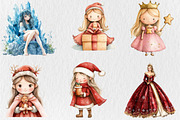 Watercolor Christmas Princess Clipar, an Illustration by Rose Art (Thumbnail 2 of 5)