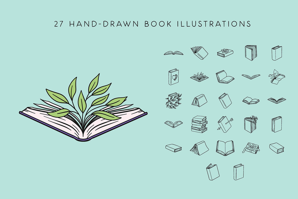Bookish Vector Illustration Set, an Object Graphic by Pencil Twist