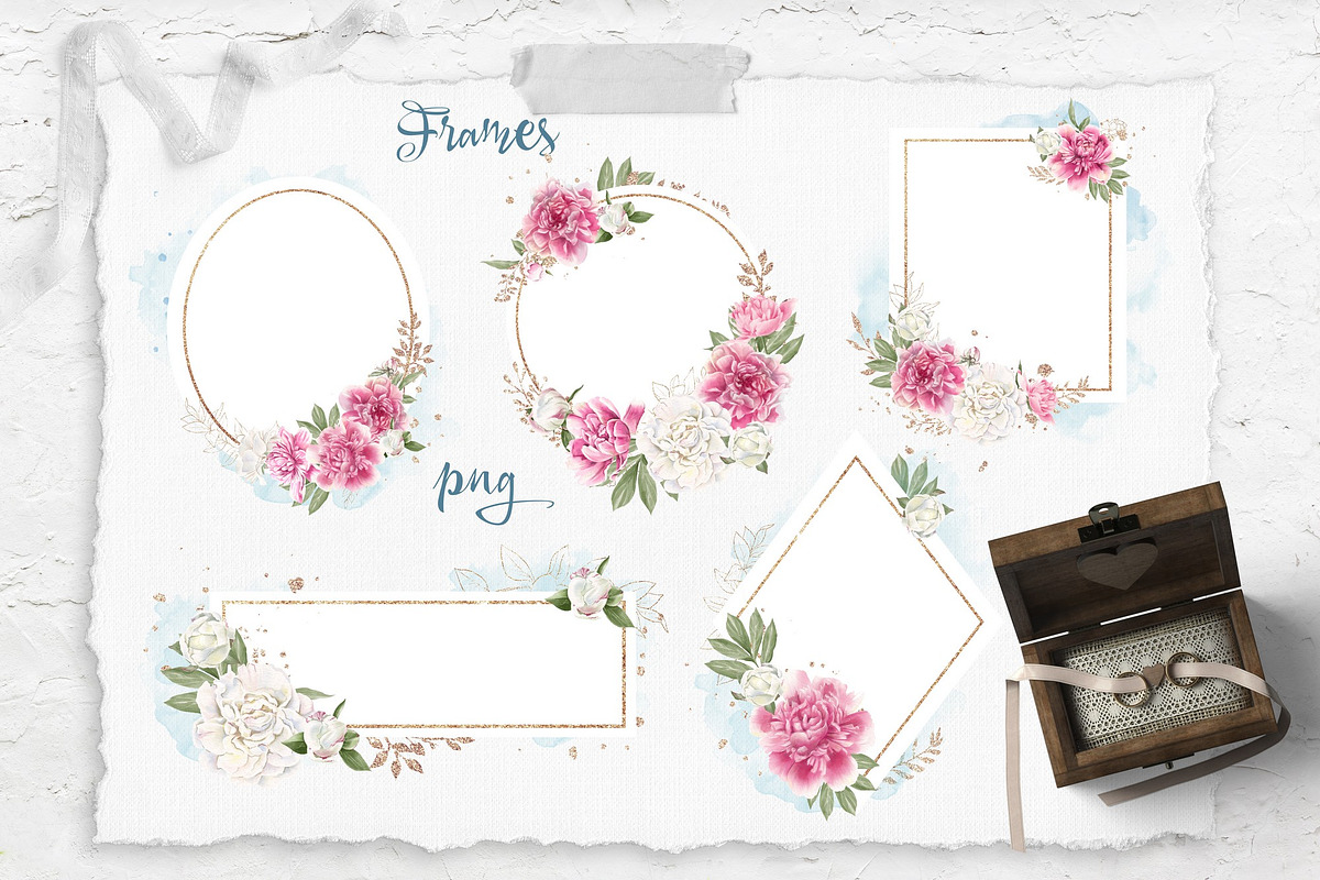 Watercolor flowers Peonies clipart, an Illustration by Yuliya Art (Photo 7 of 18)