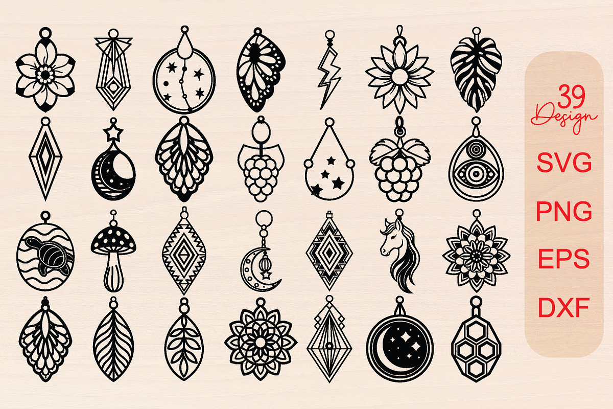 Trendy Earrings Laser Cut Svg bundle, an Object Graphic by jannatulpakhi (Photo 1 of 13)