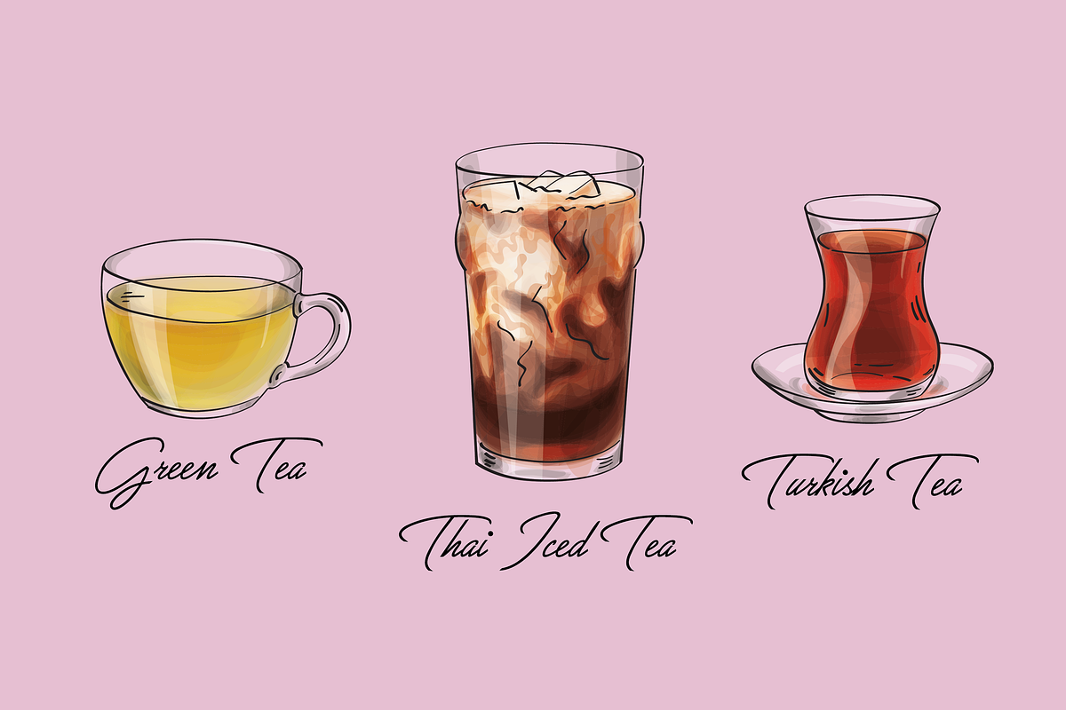 Tea Drinks set. Vector illustrations, a Food Illustration by Svitlo illustrations (Photo 6 of 6)