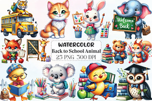 Back to School Animal Clipart, an Illustration by CraftArtStudio