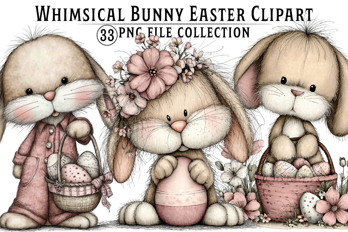 Happy Easter Bunny Clipart, an Illustration by Dream Creation (Photo 1 of 7)