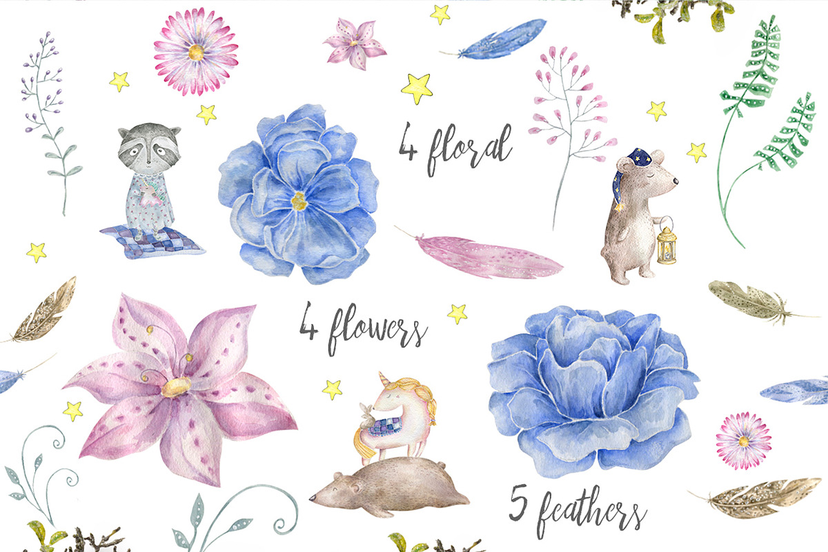 Baby Dreams Watercolor cute animals, an Animal Illustration by Ann Art Houze (Photo 3 of 8)