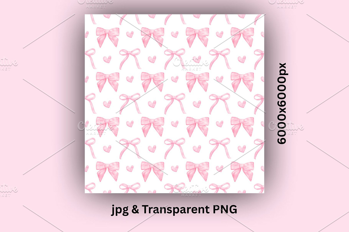 Pink Bows & Hearts Seamless Pattern, a Decorative Illustration by Stellalunarts (Photo 3 of 4)