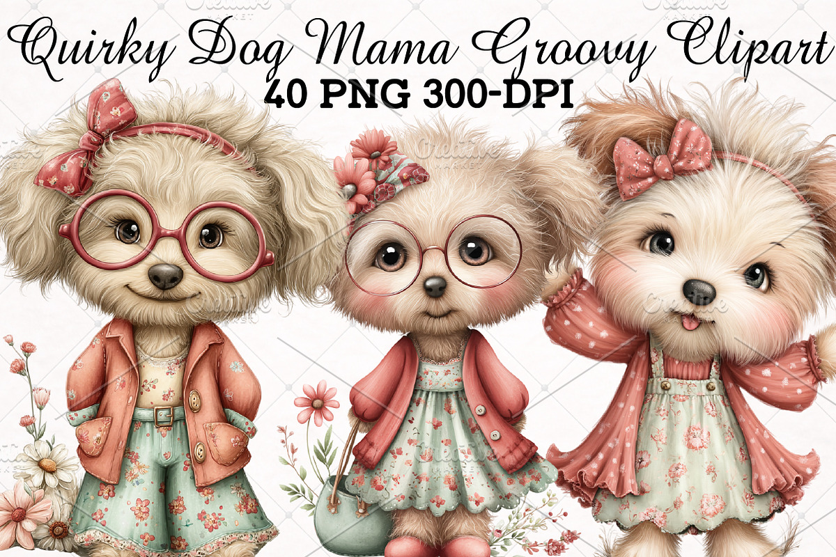Quirky Dog Mama Groovy Clipart, an Animal Illustration by RobertsArt (Photo 1 of 5)