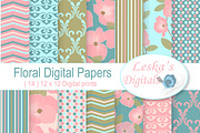 Floral Digital Paper, a Pattern Graphic by Leska's Digitals (Thumbnail 1 of 4)