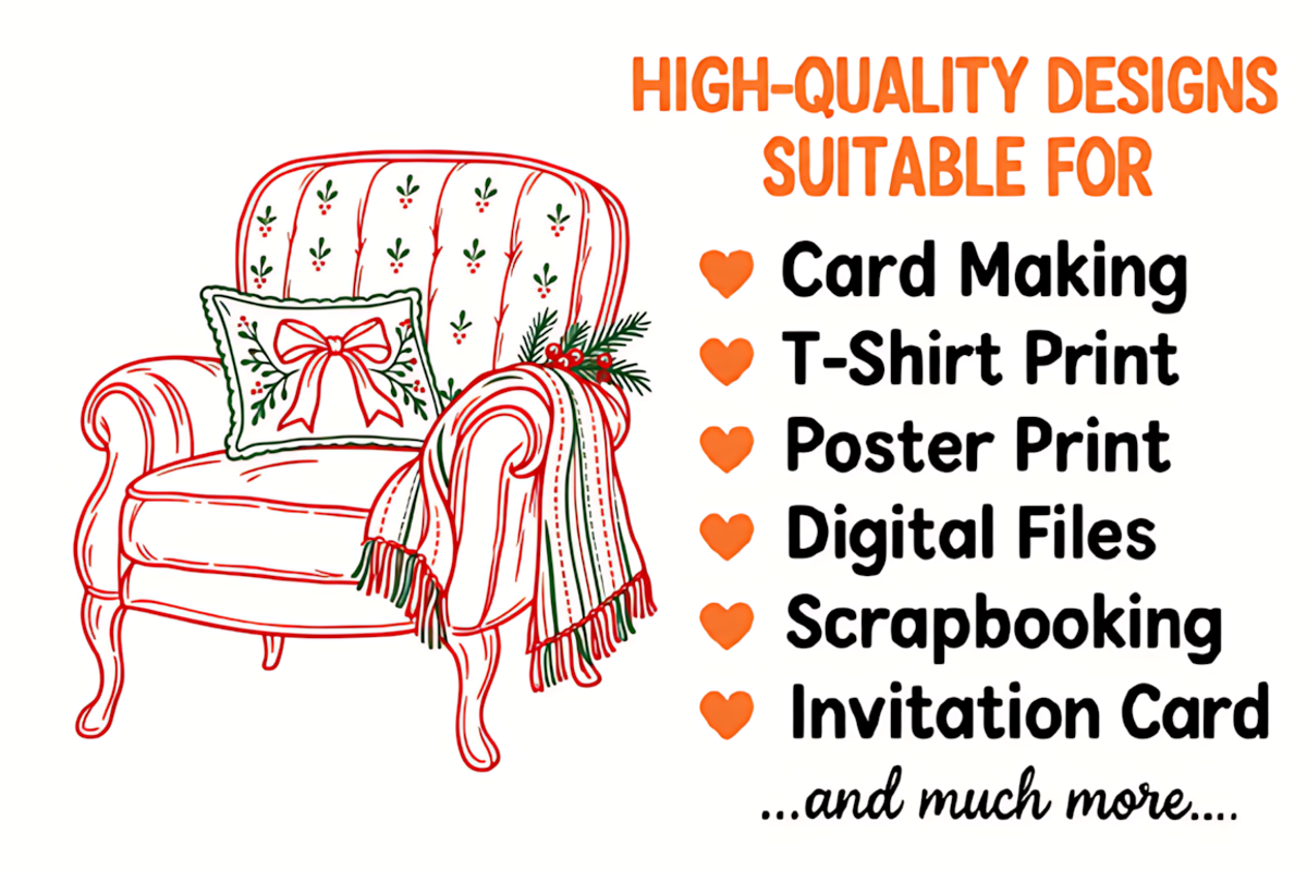 Vintage Christmas Home Decor Clipart, a Seasonal Illustration by HueNestify (Photo 2 of 3)