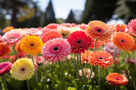 Colorful gerbera flowers in the park, a Nature Photo by AlyaAnd