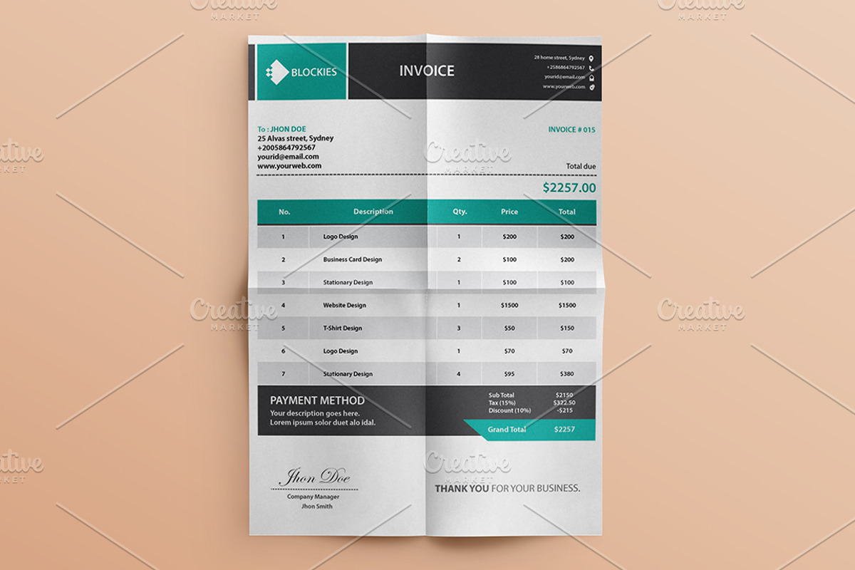 (40% Off) Simple & Clean Invoice, a Stationery Template by Pentaclay (Photo 3 of 5)