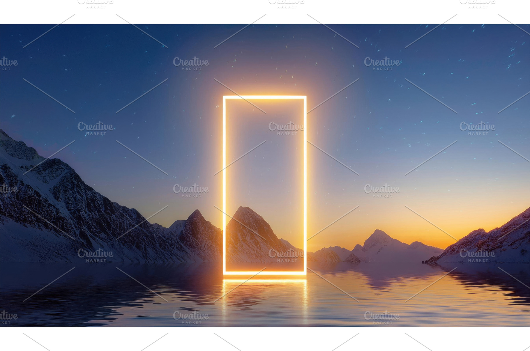 Golden glowing rectangle over a calm, a Nature Photo by Igor Tichonow