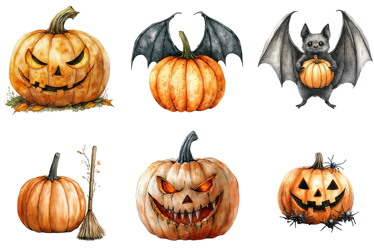 Halloween Pumpkin Clipart, an Illustration by DreamArtGraphic (Photo 4 of 5)