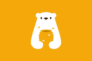 polar bear honey hive bee negative, a Branding & Logo Template by VASTARD STUDIO