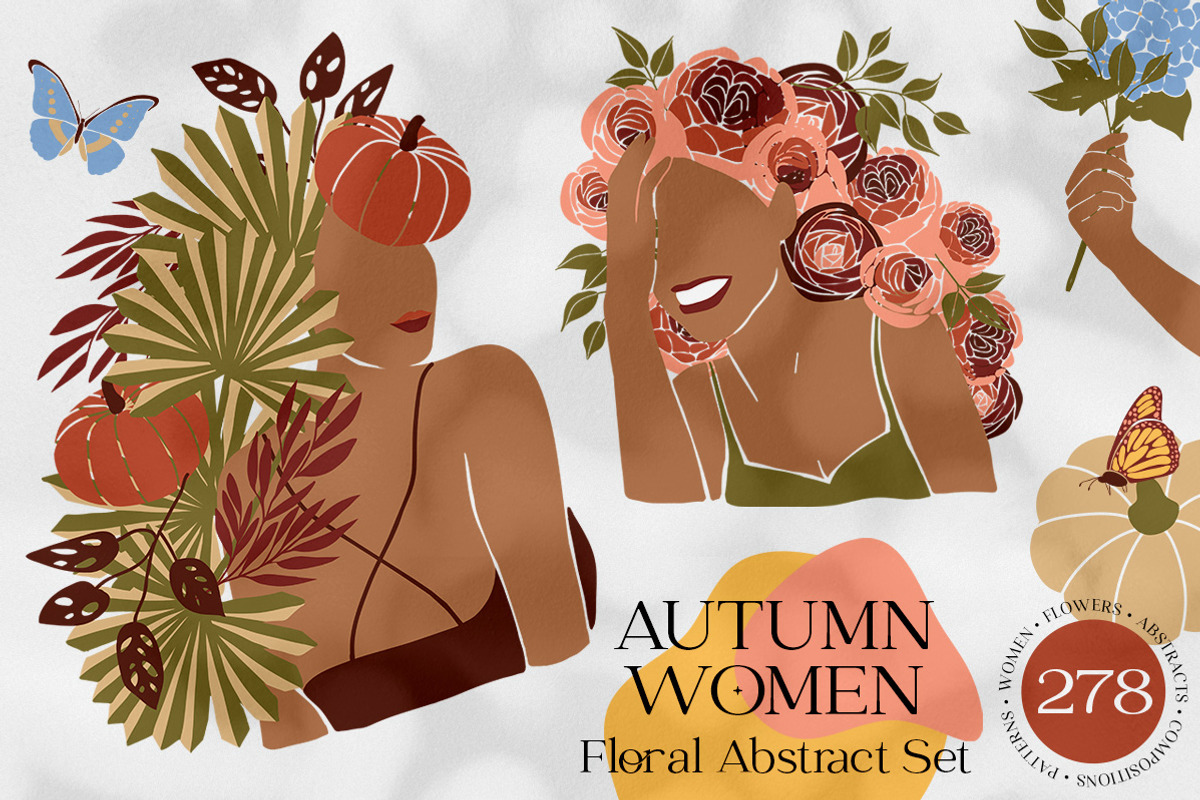 Autumn Women. Floral Abstract Set, an Object Graphic by Julie&Taily (Photo 2 of 21)