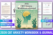2026 CBT Anxiety Workbook & Journal, a Stationery Template by Designmela01 (Thumbnail 1 of 6)
