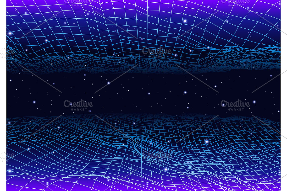 Retro neon background with 80s, a Technology Illustration by Swillklitch