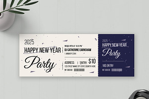 Elegant 2025 New Year Party Ticket, a Card Template by MightyDesign