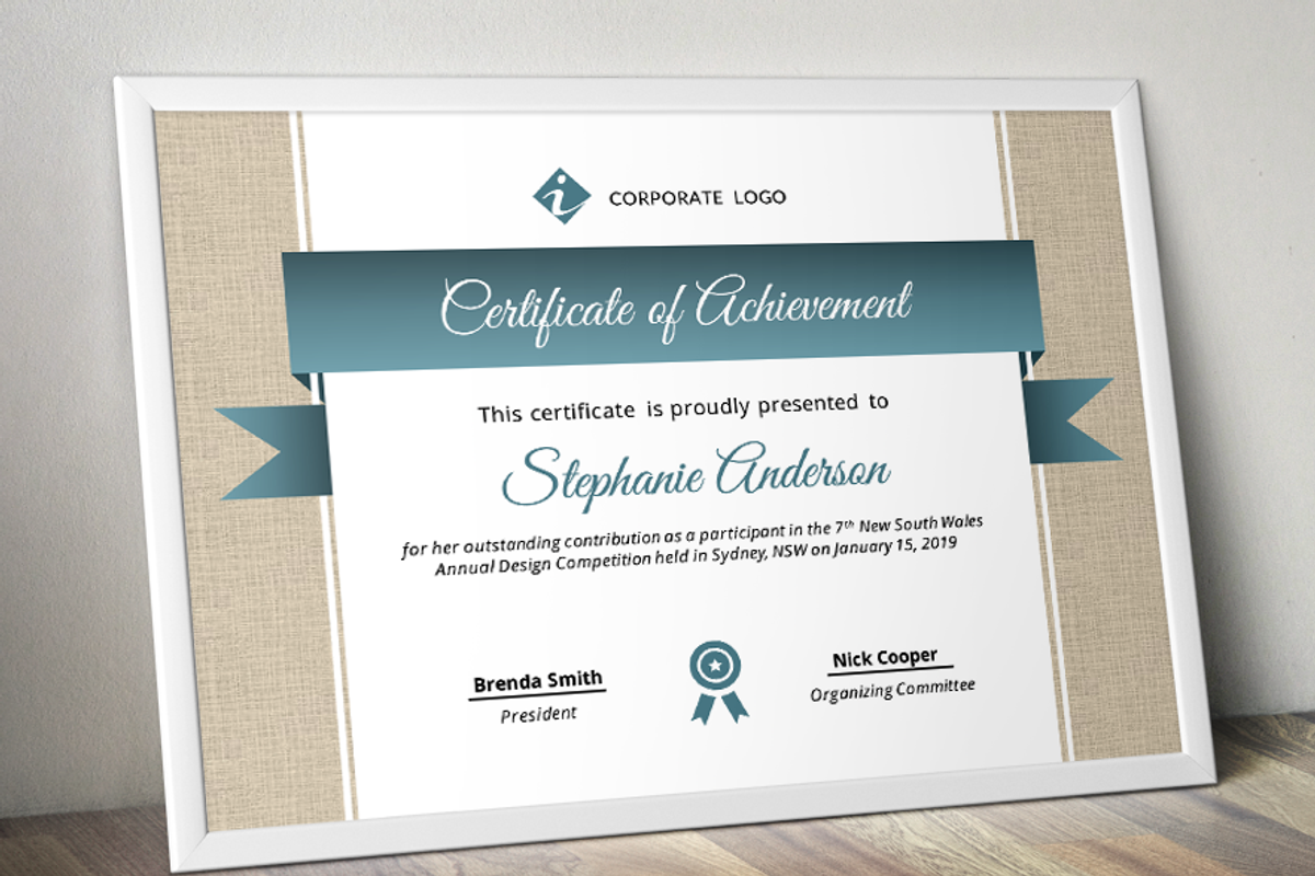 Burlap certificate template (pptx), a Stationery Template by Inkpower (Photo 4 of 6)