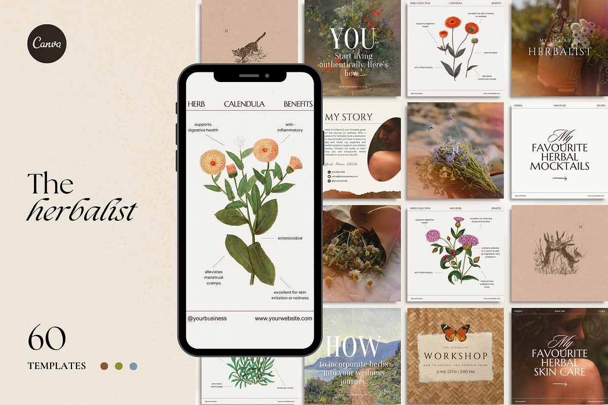 The Herbalist Template Bundle, a Social Media Template by The Flossy Finch (Photo 1 of 13)