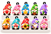 Kawaii Gnome Charms STL 3D Print Set, a Characters & Person 3D Model by Design Station (Thumbnail 2 of 3)