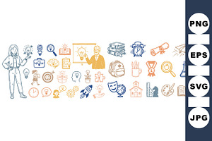 Educational Doodle Icon Clipart Set, an Illustration by designvectx