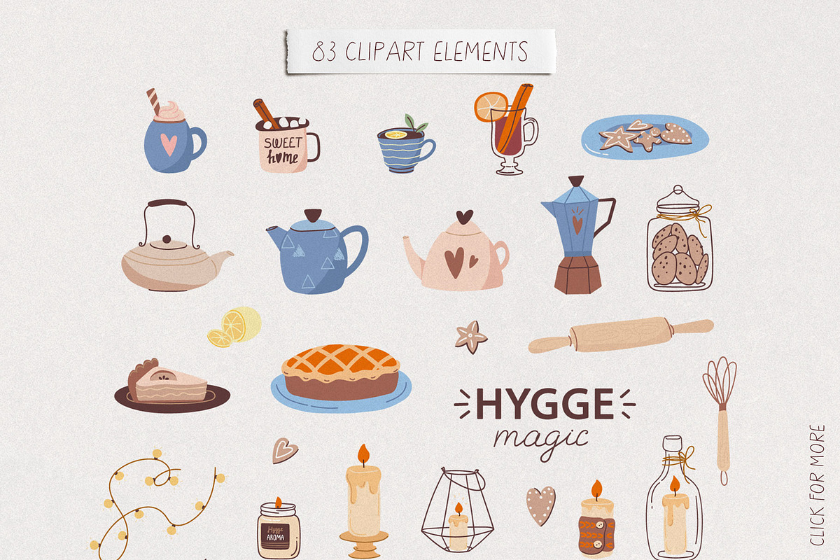 Hygge magic. Cozy clipart collection, a Decorative Illustration by Anna Summer (Photo 9 of 10)