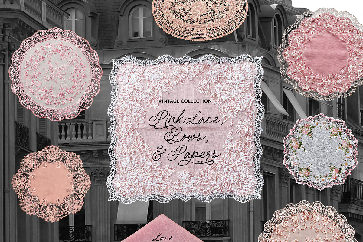 Vintage Pink Lace, Bows & Papers, an Object Graphic by Lana Elanor (Photo 6 of 15)