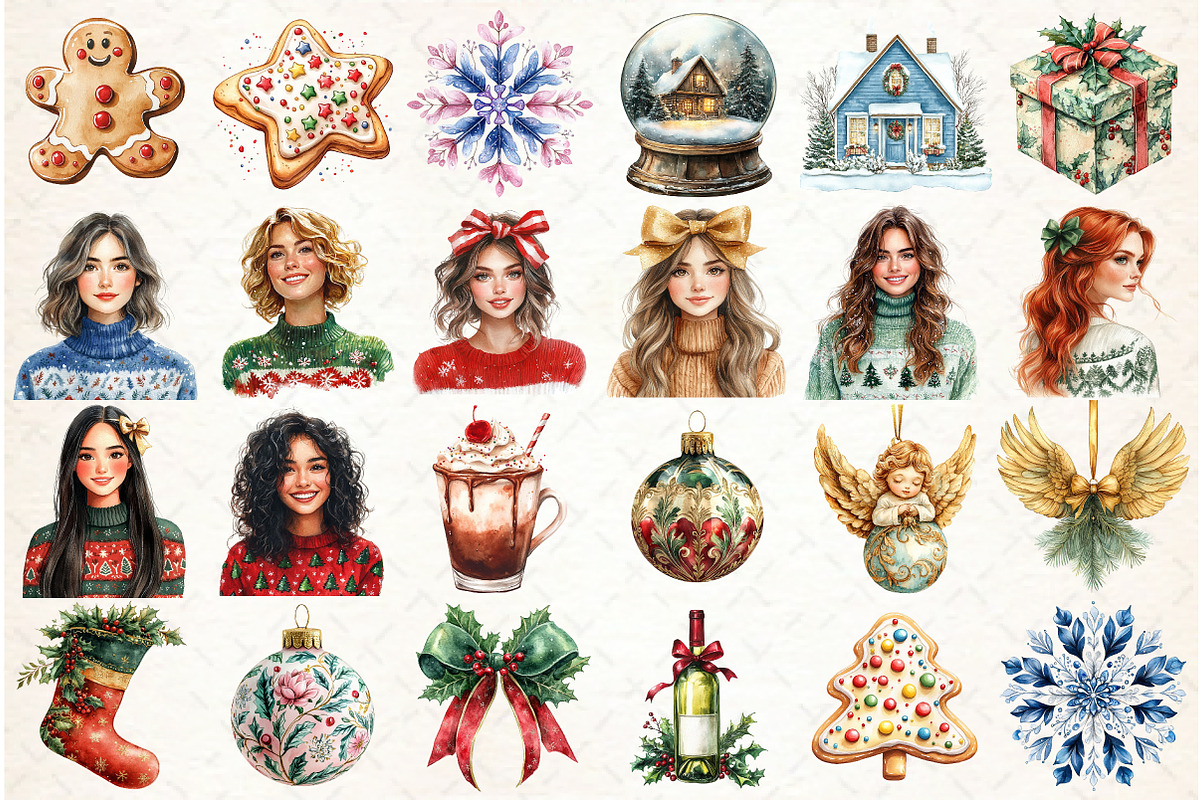 Retro 50's Christmas Clipart, an Illustration by Libby Wishes (Photo 2 of 7)